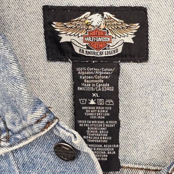 Harley-Davidson Vintage Eagle Patch Denim Vest Sleeveless Jacket Size XL - Picture 6 of 7